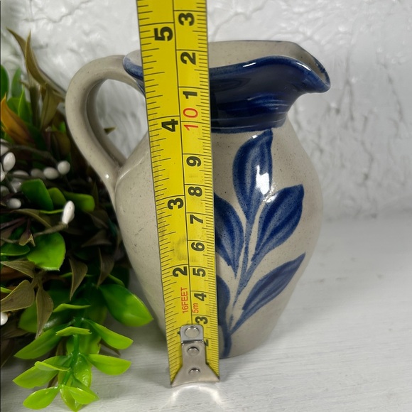 Williamsburg Salt Glazed mini Pitcher Stamped Dated Blue Leaf Salt Glazed Finish - Picture 11 of 14